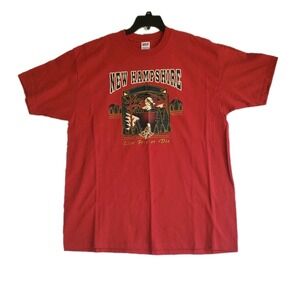 Vintage New Hampshire T-Shirt Eagle Wilderness Discovery Red Tee Size XL